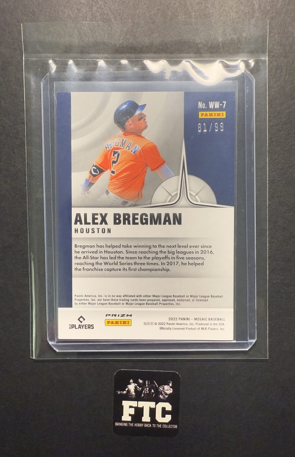 Alex Bregman, 2022 Mosaic, Will to Win, Orange Fluorescent, #'d 81/99 - Image 2