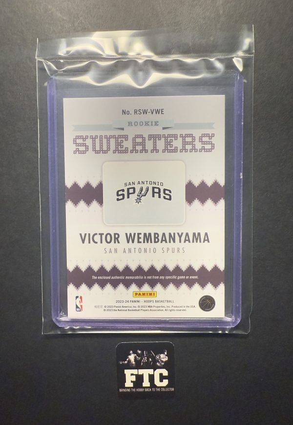 Victor Wembanyama, 2023 Hoops, Rookie Sweaters, MEM, RC - Image 2