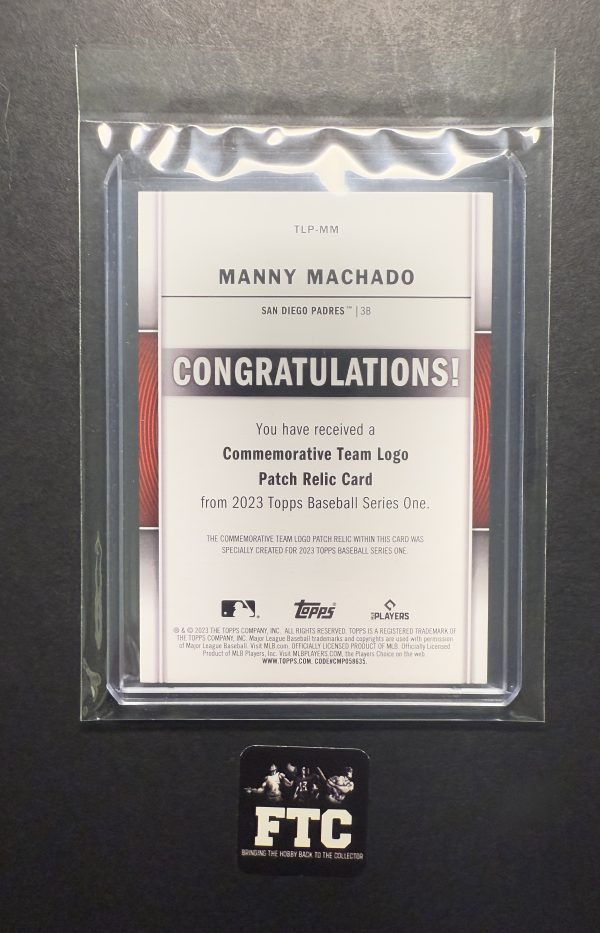 Manny Machado, 2023 Topps, Commerative Team Logo Relic Card - Image 2