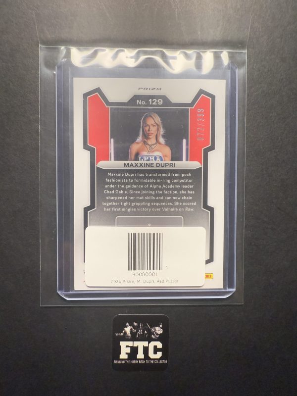Maxxine Dupri, 2024 Prizm WWE, Red Pulsar, #'d 72/399 - Image 2