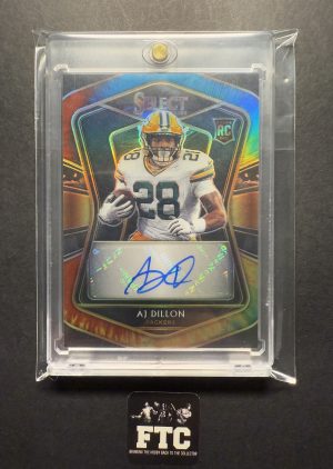 A.J. Dillon, 2020 Select, Rookie Signatures, Tie Dye, AU, Ser #'d 20/25, SSP, RC