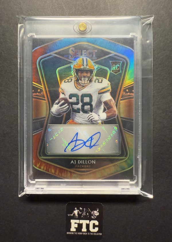 A.J. Dillon, 2020 Select, Rookie Signatures, Tie Dye, AU, Ser #'d 20/25, SSP, RC