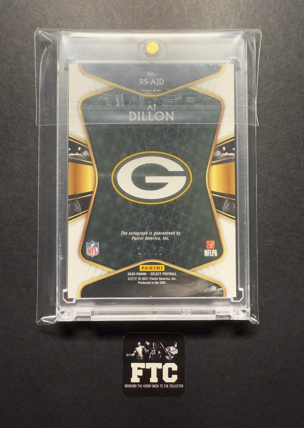 A.J. Dillon, 2020 Select, Rookie Signatures, Tie Dye, AU, Ser #'d 20/25, SSP, RC - Image 2