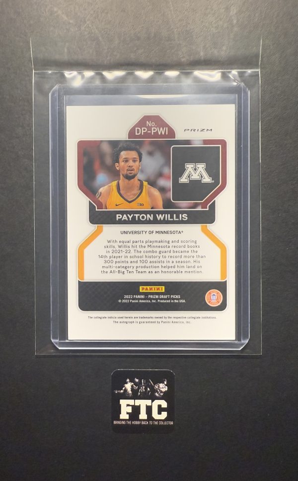 Payton Willis, 2022 Prizm Draft Picks, Green, AU, RC - Image 2