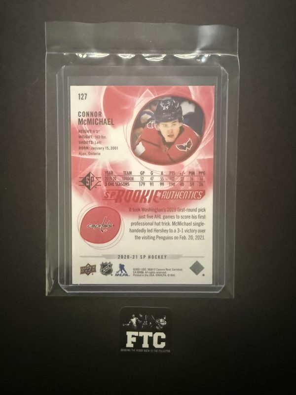 Connor McMichael, 2020-21 SP Hockey, Red, #'d 343/799, RC - Image 2