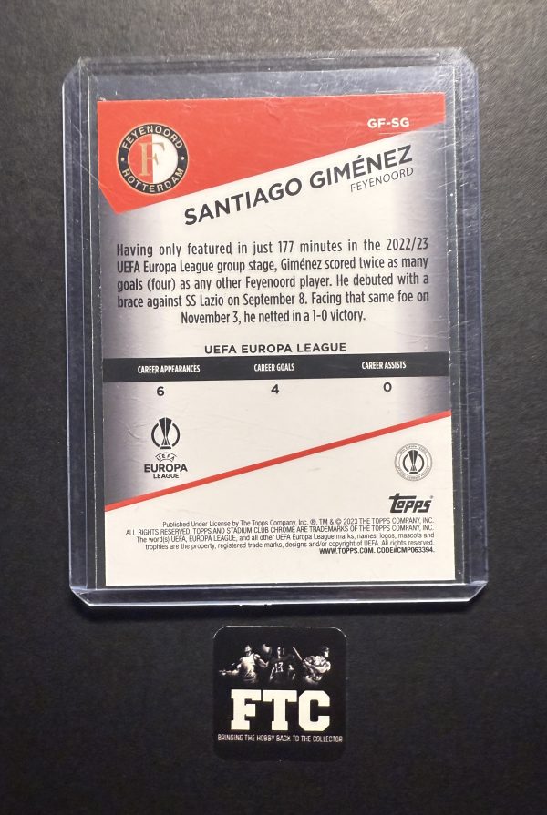 Santiago Gimenez Feyenoord, 2023 Topps Stadium Club, Goal Force - Image 2