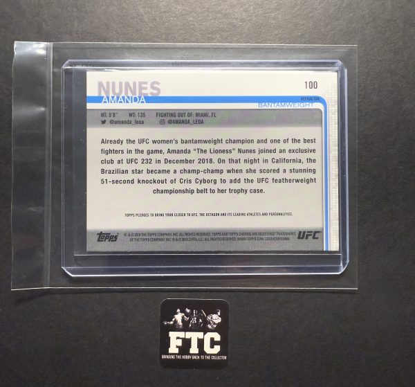 Amanda Nunes, 2019 Topps Chrome UFC, Refractor - Image 2
