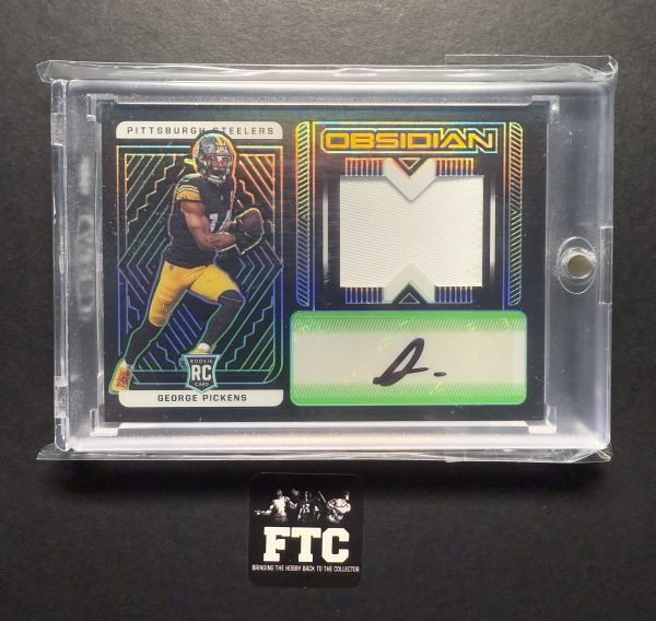 George Pickens, 2022 Obsidian, Electric Etch Green, AU/MEM, #'d 39/50, SP, RC