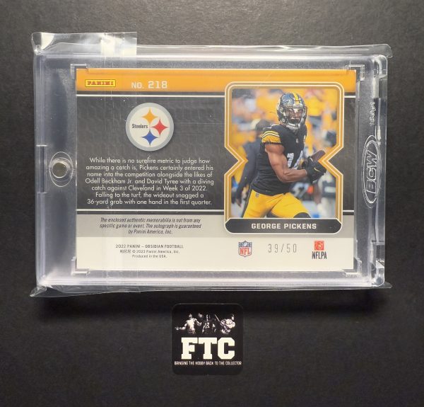 George Pickens, 2022 Obsidian, Electric Etch Green, AU/MEM, #'d 39/50, SP, RC - Image 2