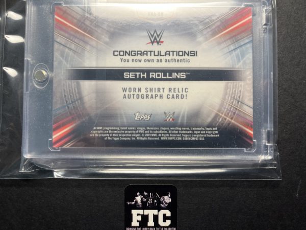 Seth Rollins, 2019 Topps WWE, Authentic Shirt Relic, AU/MEM, #'d 5/10, SSP - Image 2