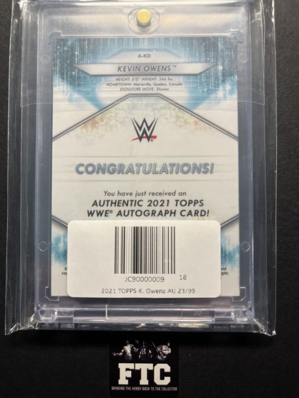 Kevin Owens, 2021 Topps WWE, Green, AU, #'d 23/99 - Image 2