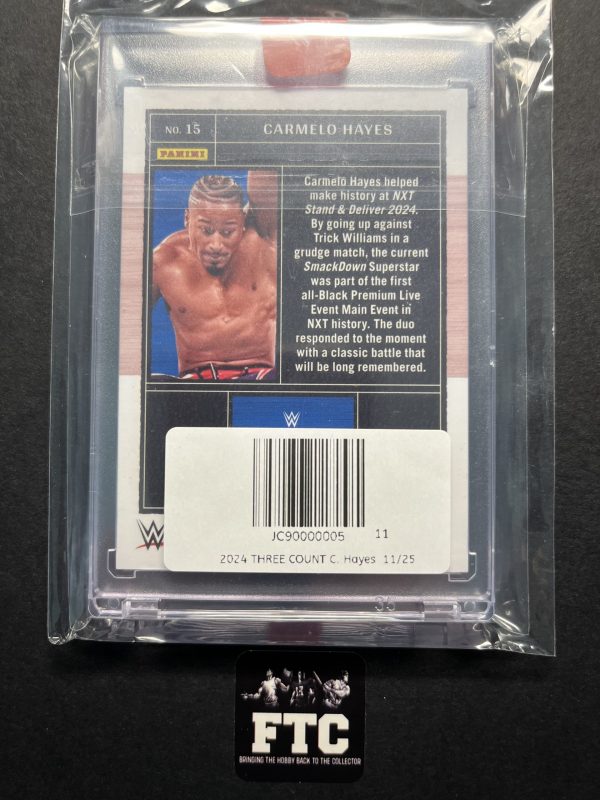 Carmelo Hayes, 2024 Three Count WWE, Red Holo, #'d 11/25, SSP - Image 2
