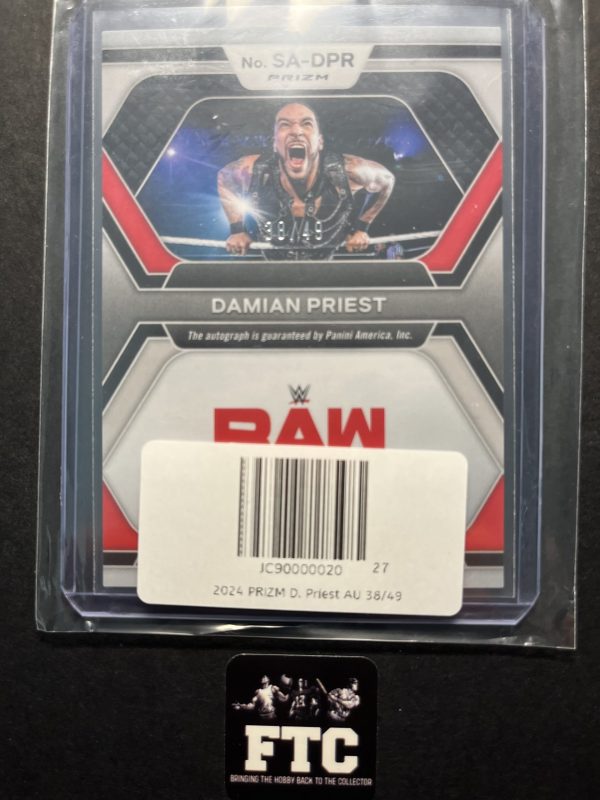 Damian Priest, 2024 Prizm WWE, Superstar Auto, Blue, AU, #'d 38/49, SP - Image 2