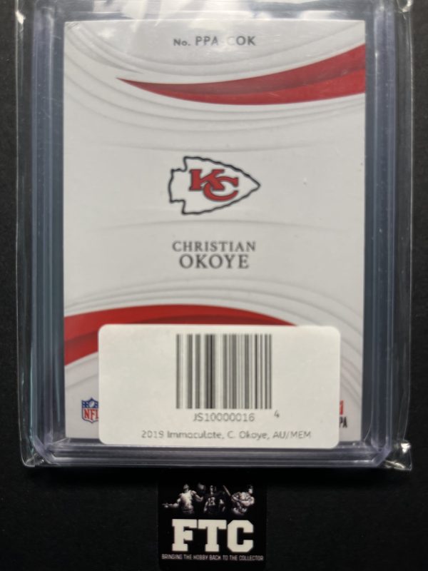 Christian Okoye, 2019 Immaculate, Collection, AU/MEM, #'d 11/99 - Image 2