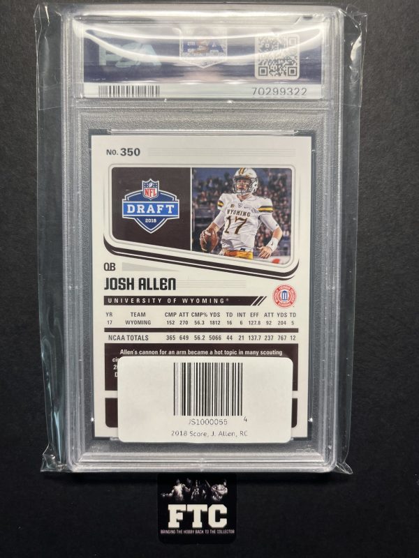 Josh Allen, 2018 Score, PSA Mint 9, RC - Image 2