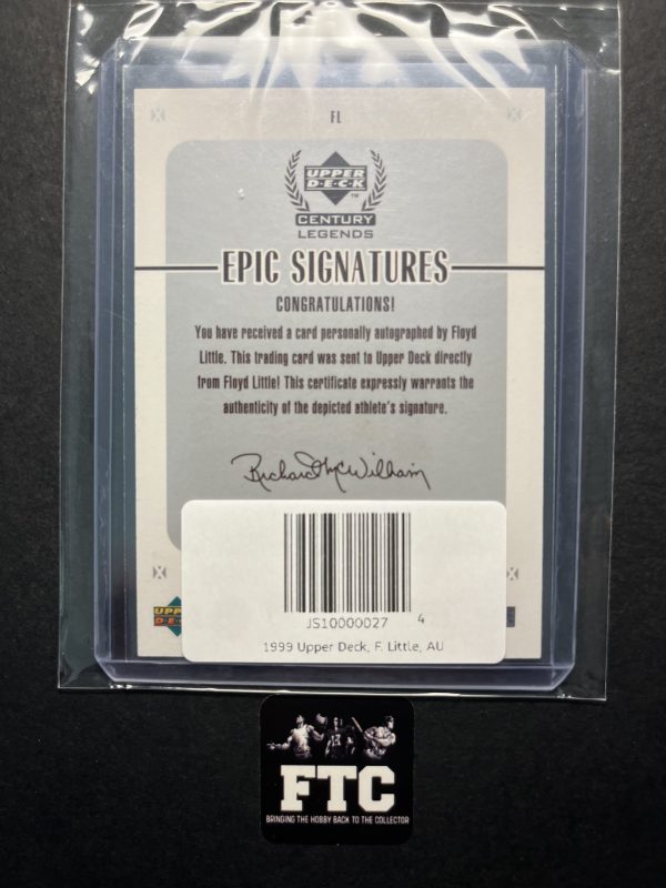 Floyd Little, 1999 Upper Deck, Epic Signatures, AU - Image 2