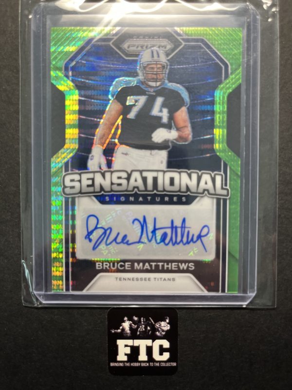 Bruce Matthews, 2020 Prizm, Sensational Signatures Green, AU