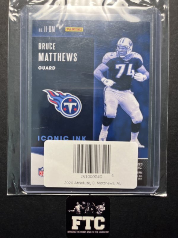 Bruce Matthews, 2020 Absolute, Iconic Ink, AU, #'d 18/25, SSP - Image 2