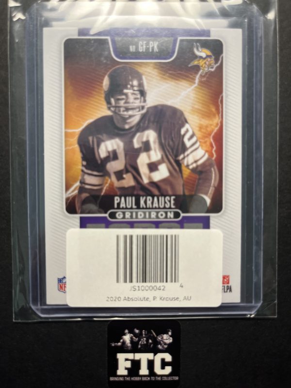 Paul Krause, 2020 Absolute, Gridiron Force, AU, #'d 8/75 - Image 2
