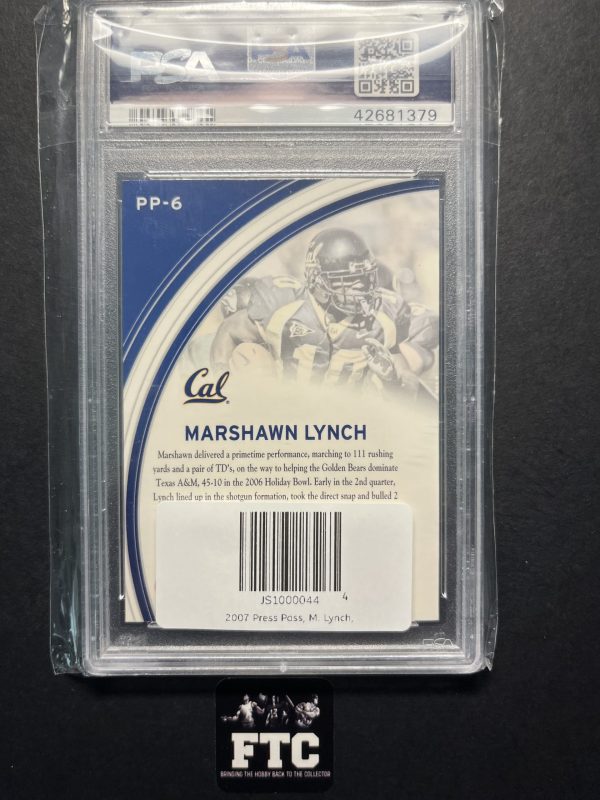 Marshawn Lynch, 2007 Press Pass, Primetime Players, PSA NM-MT 8 - Image 2