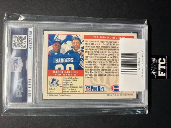 Barry Sanders, 1989 Pro Set, PSA Mint 9, RC - Image 2