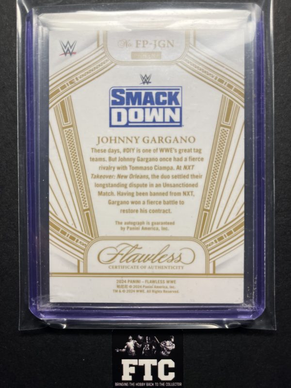 Johnny Gargano, 2024 Flawless WWE, Flawless Performances, Sapphire, AU, #'d 5/20, SSP - Image 2