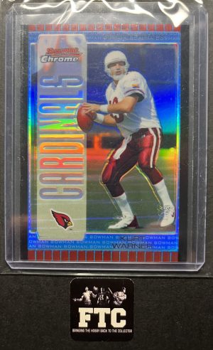 Kurt Warner, 2005 Bowman Chrome, Blue Refractor, #'d 192/250, *Back upper edge*