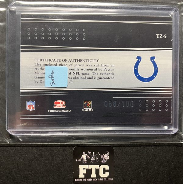 Peyton Manning, 2005 Zenith, Team Zenith, MEM, #'d 68/100 *Small surface issues* - Image 2