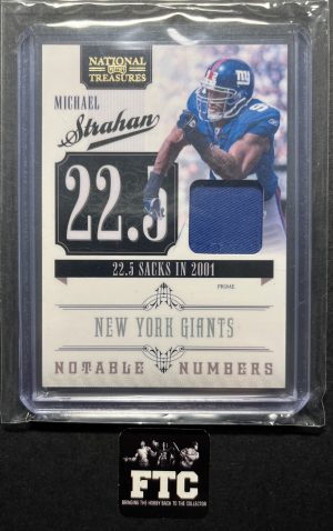 Michael Strahan, 2011 National Treasures, Notable Numbers, MEM, #'d 32/50, *Small marks back*