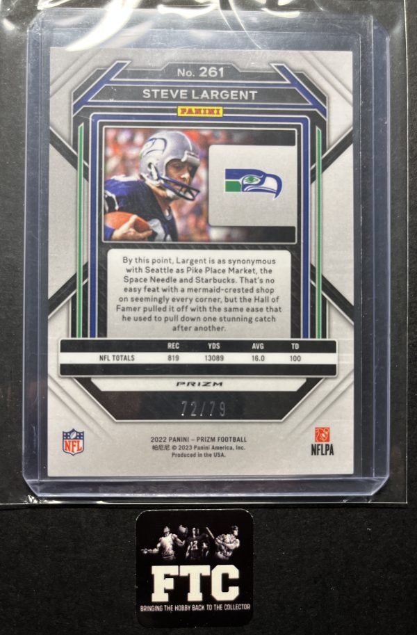 Steve Largent, 2022 Prizm, Blue Disco, #'d 72/79 - Image 2