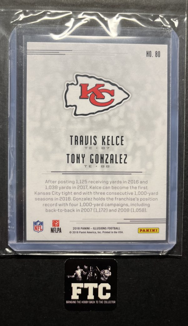 Travis Kelce-Tony Gonzalez, 2018 Illusions, Trophy Collection Black, #'d 25/25, SSP - Image 2