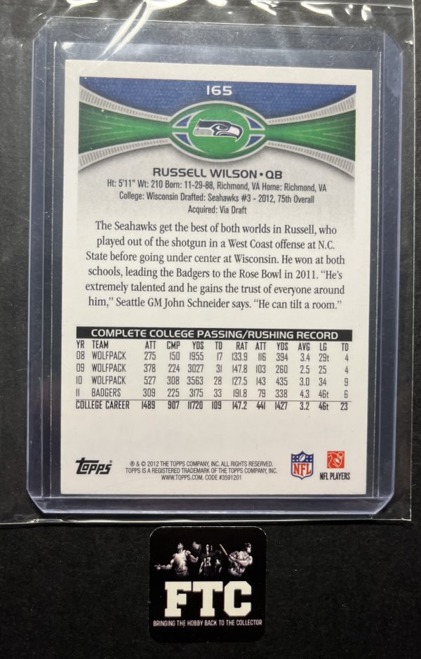 Russell Wilson, 2012 Topps, RC - Image 2