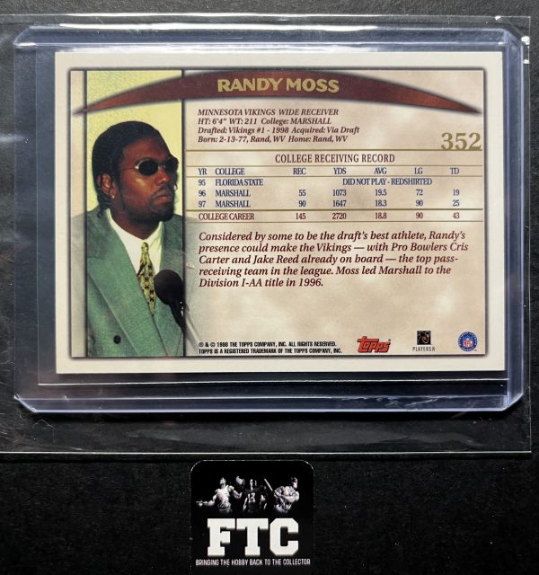 Randy Moss, 1998 Topps, Draft Picks, RC - Image 2