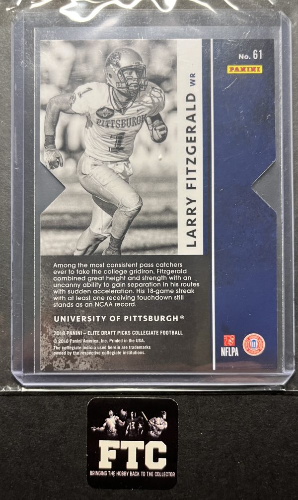 Larry Fitzgerald, 2018 Donruss Elite, Draft Picks, Status Purple, Die Cut, #'d 21/99 - Image 2