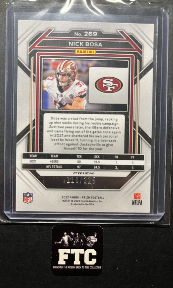Nick Bosa, 2022 Prizm, Purple Cracked Ice, #116/225 - Image 2