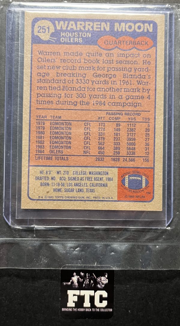 Warren Moon, 1985 Topps, RC - Image 2