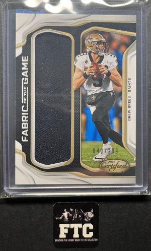 Drew Brees, 2019 Certified, Fabric of the Game, MEM, #'d 40/299