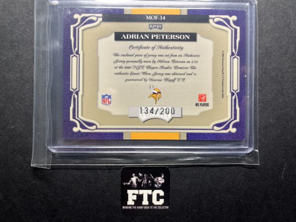 Adrian Peterson, 2007 Absolute, Marks of Fame, MEM, #'d 134/200 - Image 2