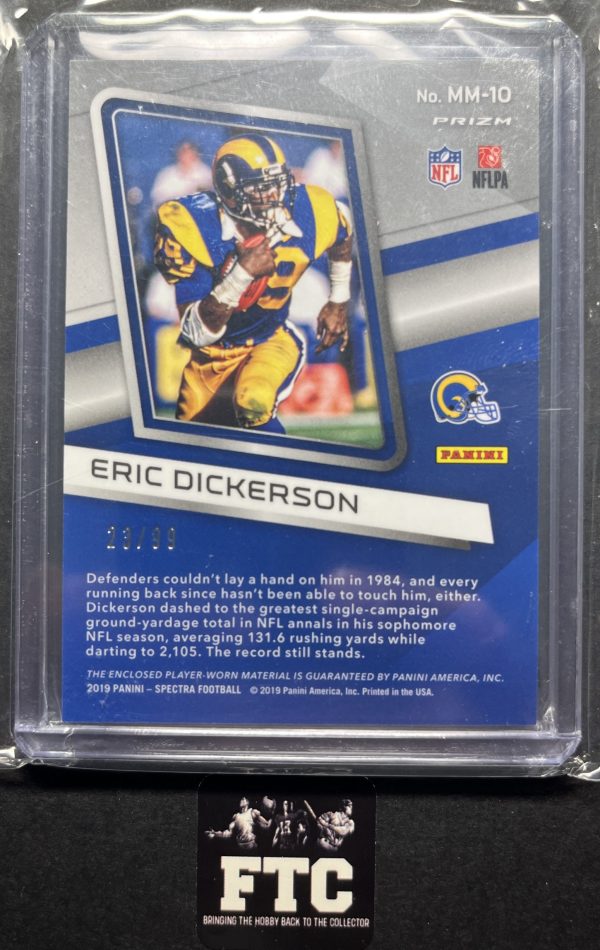 Eric Dickerson, 2019 Spectra, Milestone Moments, MEM, #'d 23/99 - Image 2