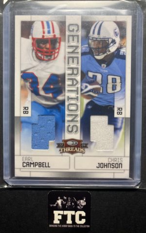 Earl Campbell & Chris Johnson, 2009 Donruss Threads, Generations, MEM, #'d 144/250