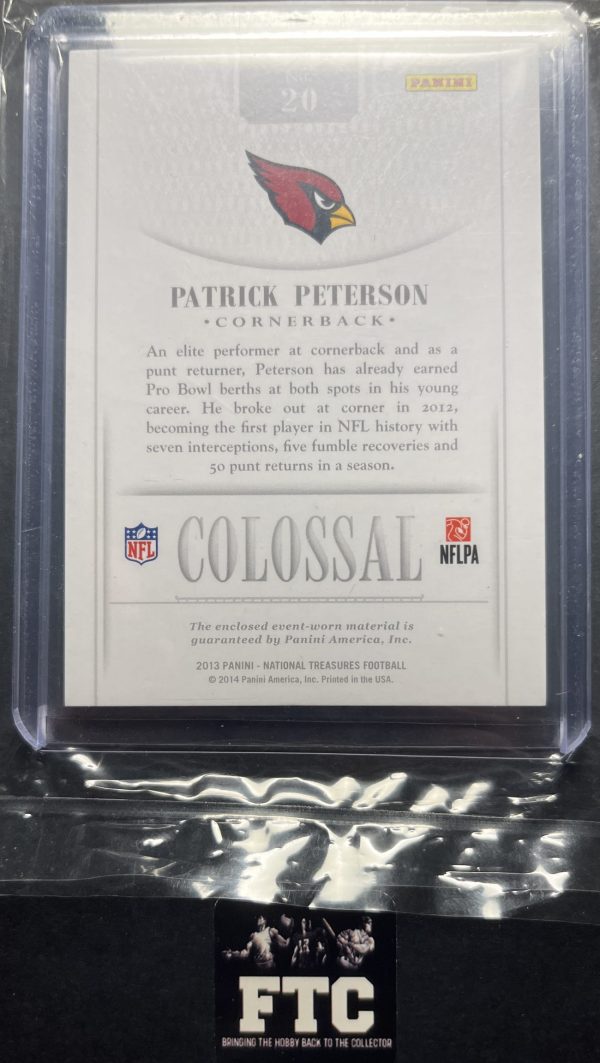 Patrick Peterson, 2013 National Treasures, Colossal, MEM, #'d 45/99 - Image 2