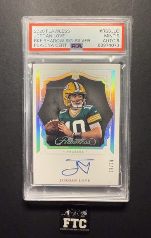 Jordan Love, 2020 Flawless, Rookie Shadow Signatures Silver, PSA 9-MT, #'d 19/20, SSP, RC