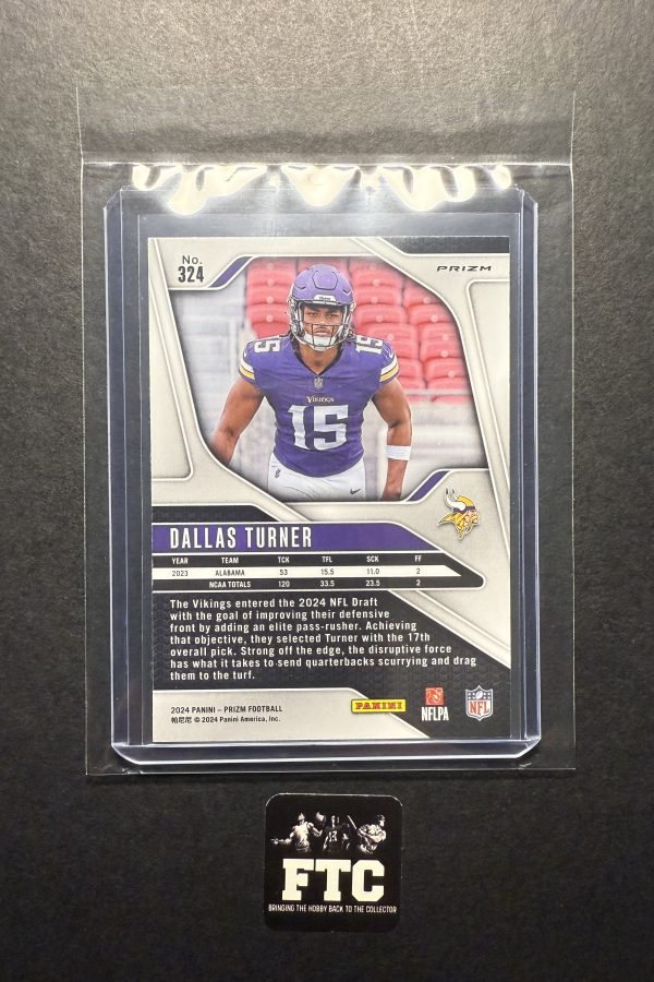 Dallas Turner, 2024 Prizm, Black White Checker, RC - Image 2