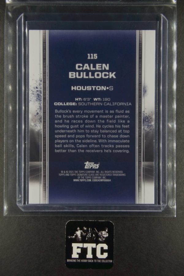 Calen Bullock, 2024 Topps Signature Class, Indigo, #'d 96/175, RC - Image 2