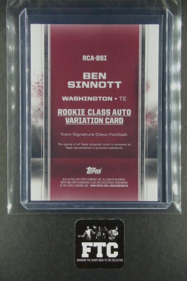 Ben Sinnott, 2024 Topps Signature Class, AU, RC - Image 2